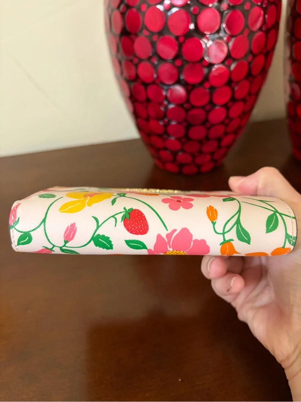 kate spade Madison Strawberry Garden Medium Compact Bifold